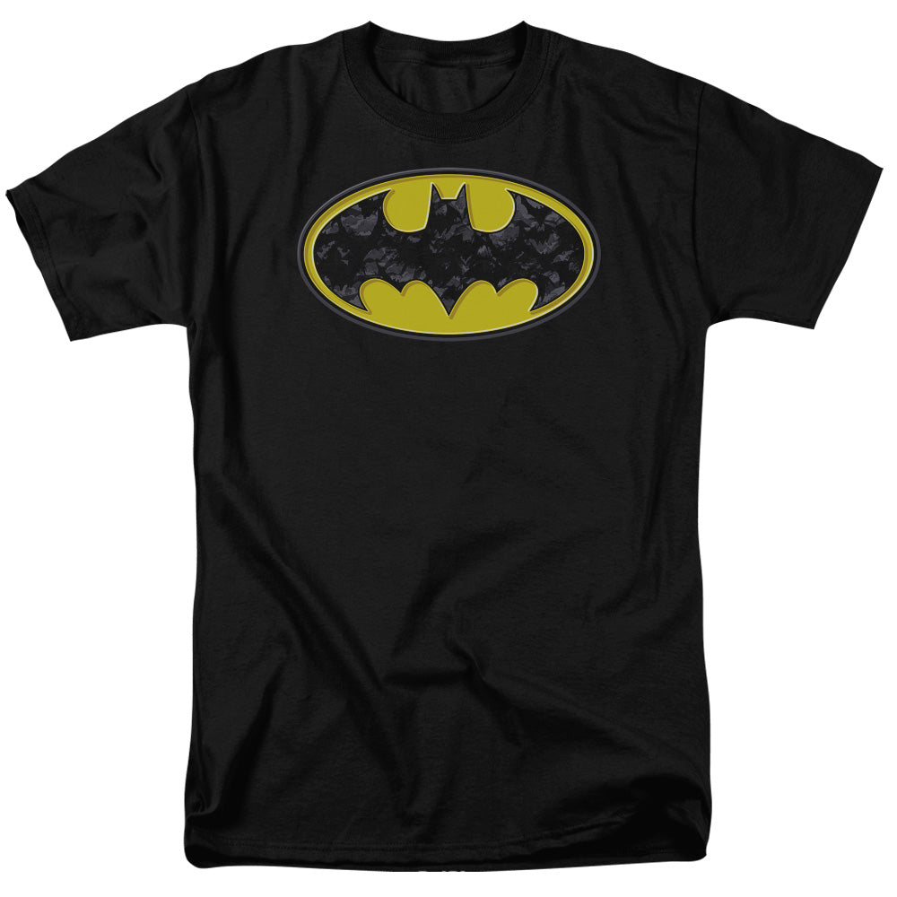Batman - Bats In Logo - Short Sleeve Adult 18/1 - Black T-shirt