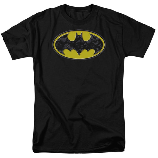 Batman - Bats In Logo - Short Sleeve Adult 18/1 - Black T-shirt