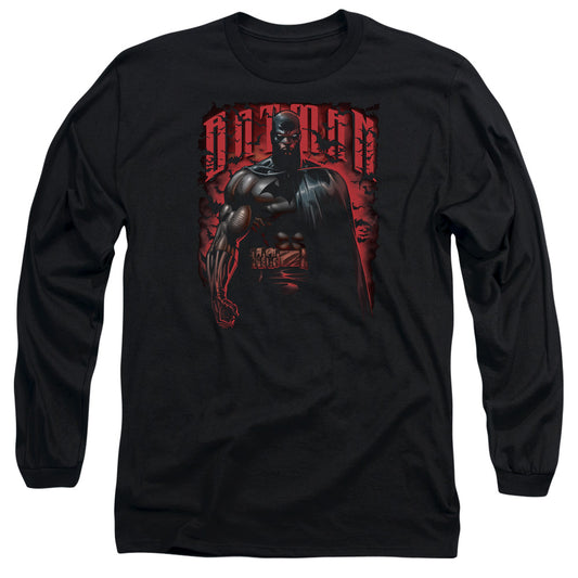 Batman - Red Knight - Long Sleeve Adult 18/1 - Black T-shirt