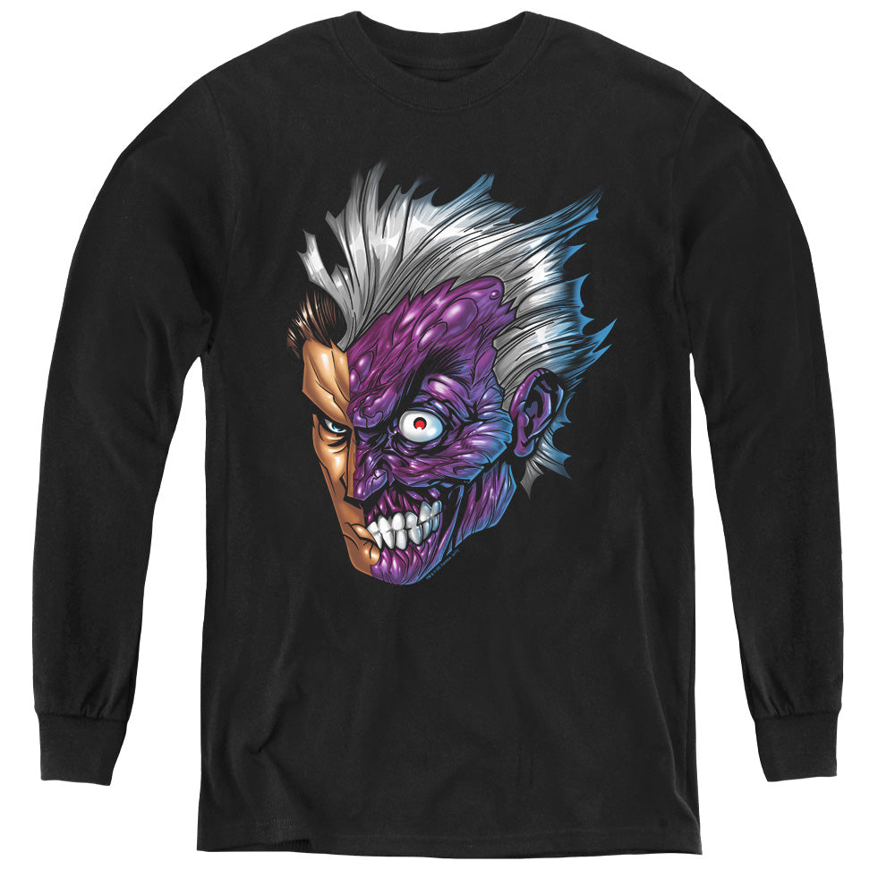 Batman Just Face - Youth Long Sleeve Tee - Black