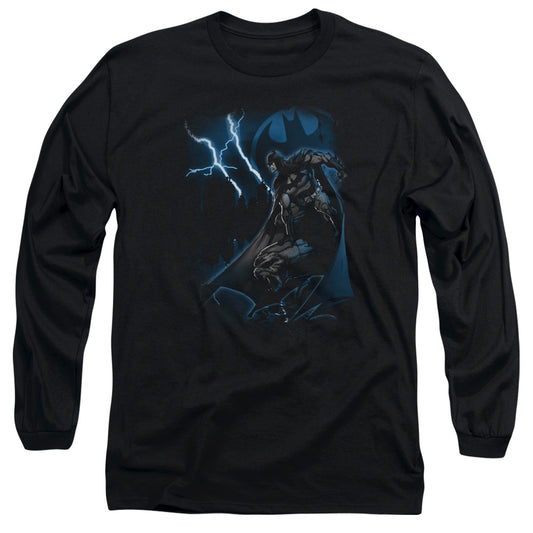 Batman - Lightning Strikes - Long Sleeve Adult 18/1 - Black T-shirt