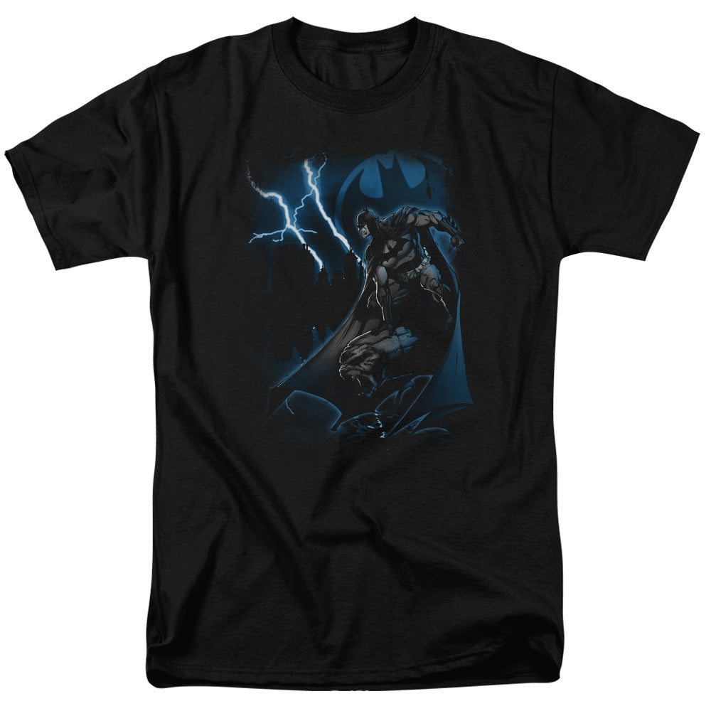 Batman - Lightning Strikes - Short Sleeve Adult 18/1 - Black T-shirt