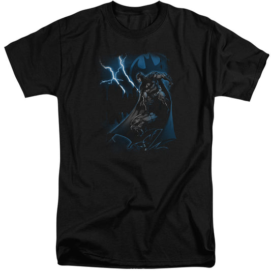 Batman - Lightning Strikes - Short Sleeve Adult Tall - Black T-shirt