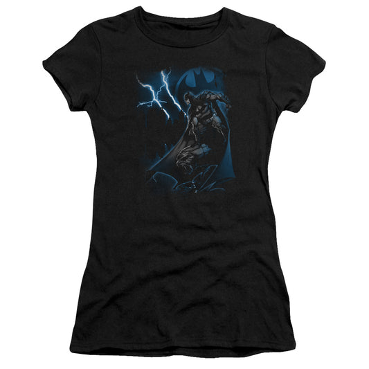 Batman - Lightning Strikes - Short Sleeve Junior Sheer - Black T-shirt