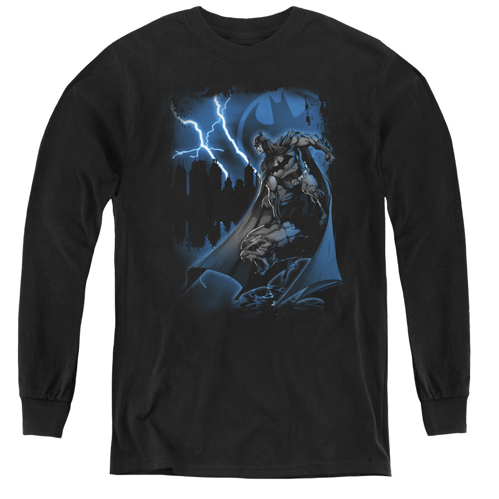 Batman - Lightning Strikes - Youth Long Sleeve Tee - Black