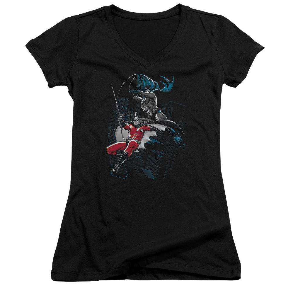 Batman - Black And White - Junior V-neck - Black
