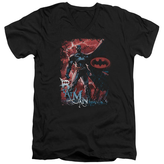 Batman - Gotham Reign - Short Sleeve Adult V-neck - Black T-shirt