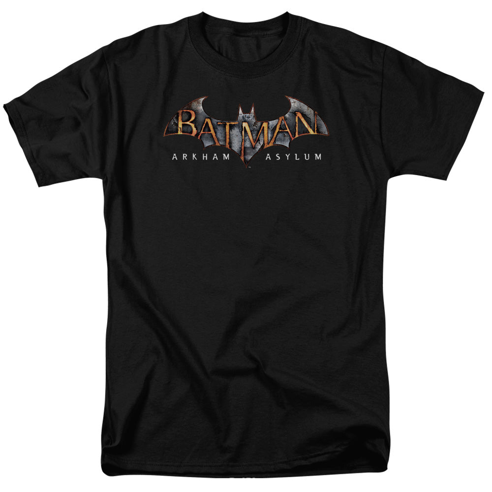 Batman Aa - Arkham Asylum Logo - Short Sleeve Adult 18/1 - Black T-shirt