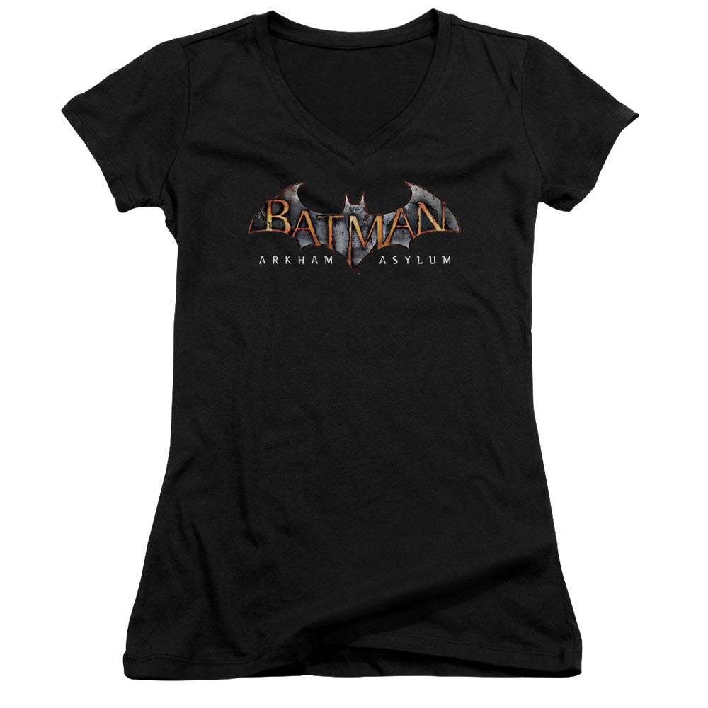 Batman Aa - Arkham Asylum Logo - Junior V-neck - Black