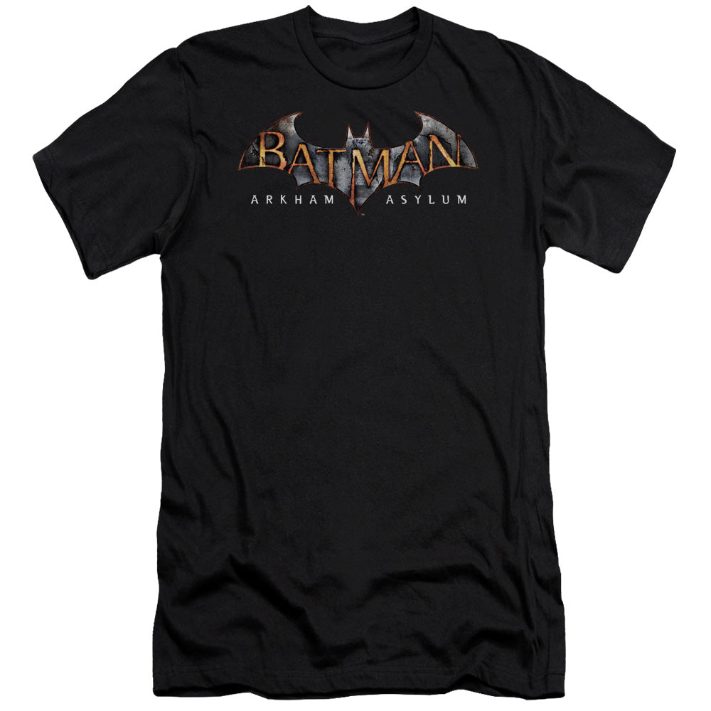 Batman Aa - Arkham Asylum Logo - Short Sleeve Adult 30/1 - Black T-shirt
