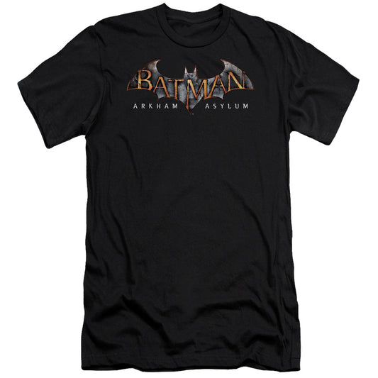 Batman Aa - Arkham Asylum Logo - Short Sleeve Adult 30/1 - Black T-shirt