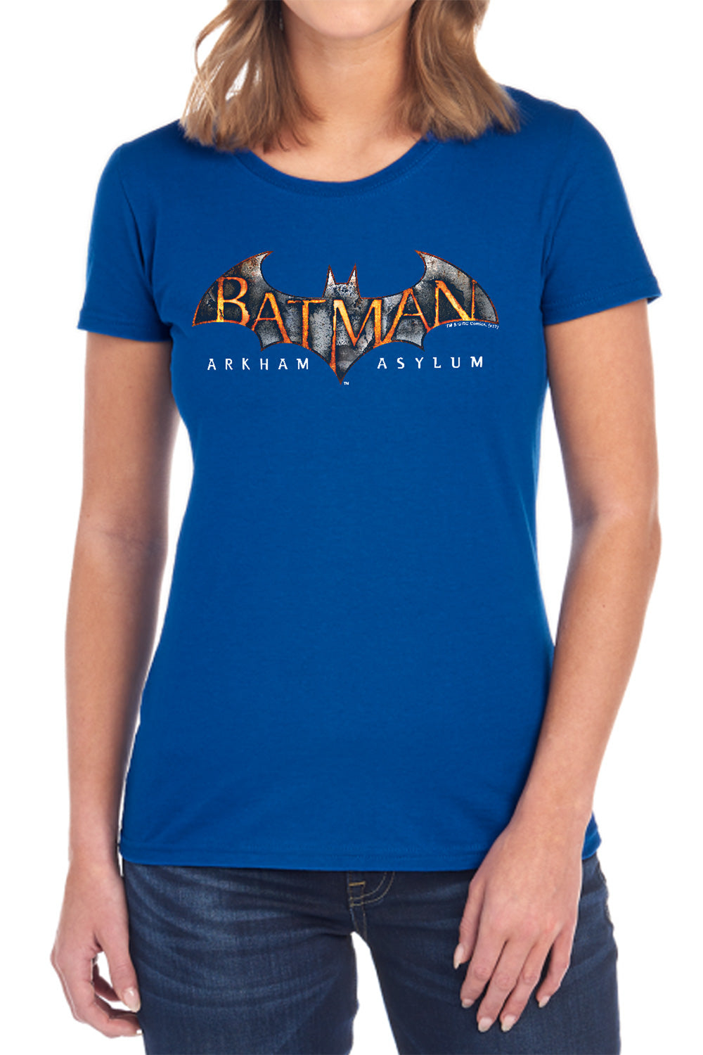 Batman Aa - Arkham Asylum Logo - Short Sleeve Womens Tee - Black T-shirt