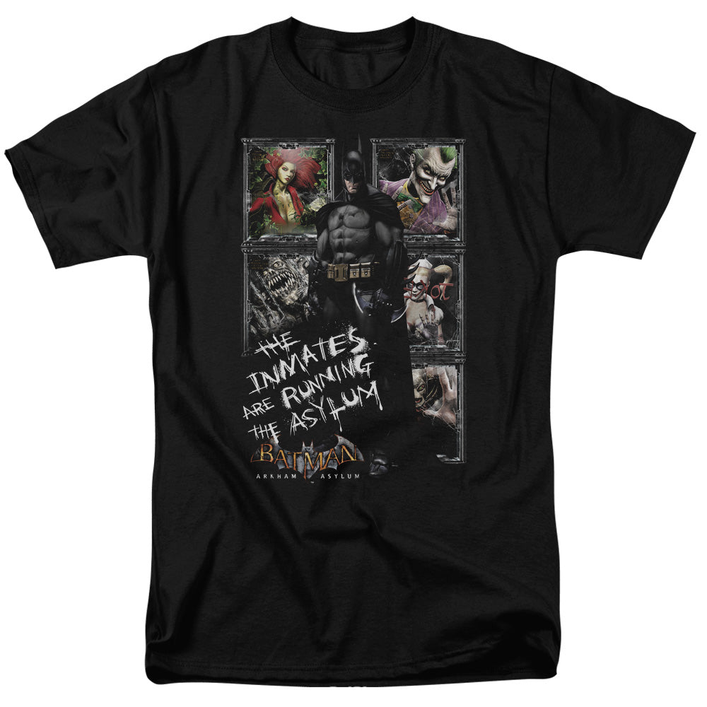 Batman Aa - Running The Asylum - Short Sleeve Adult 18/1 - Black T-shirt