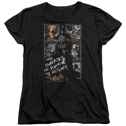 Batman Aa - Running The Asylum - Short Sleeve Womens Tee - Black T-shirt