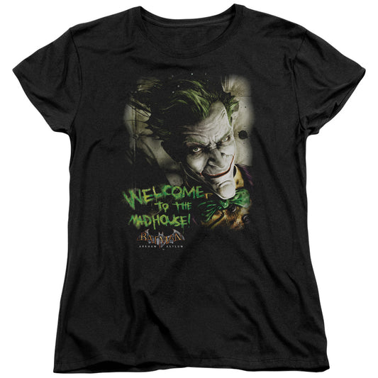 Batman Aa - Welcome To The Madhouse - Short Sleeve Womens Tee - Black T-shirt