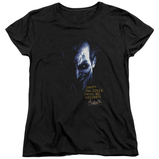 Batman Aa - Arkham Joker - Short Sleeve Womens Tee - Black T-shirt