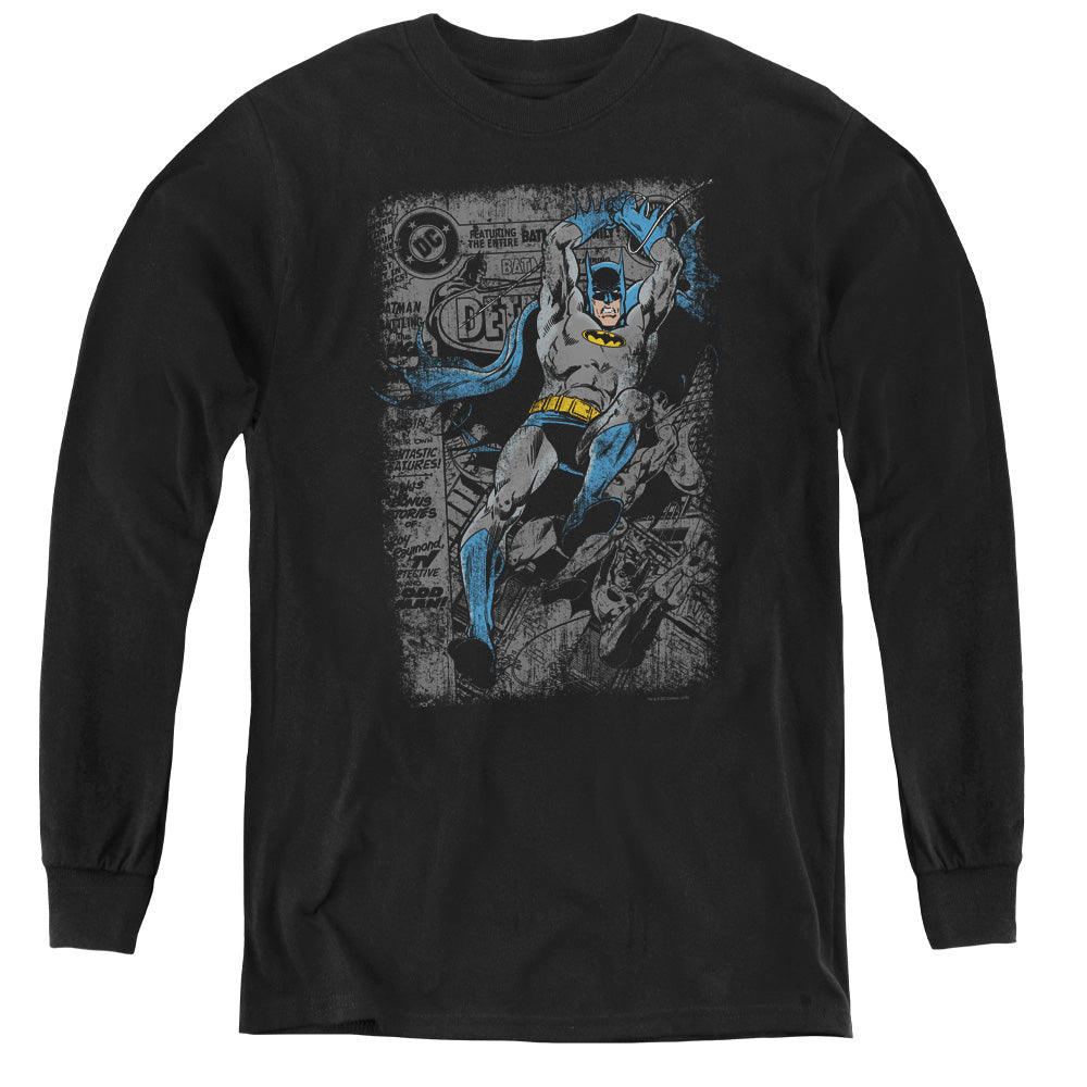 Batman - Detective #487 Distress - Youth Long Sleeve Tee - Black