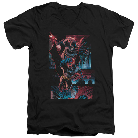 Batman - Dark Knight Panels - Short Sleeve Adult V-neck - Black T-shirt