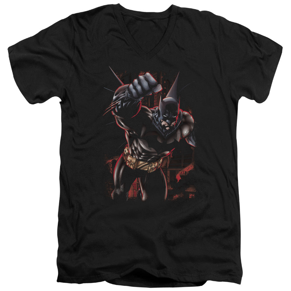 Batman - Crimson Knight - Short Sleeve Adult V-neck - Black T-shirt