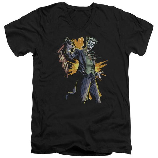 Batman - Joker Bang - Short Sleeve Adult V-neck - Black T-shirt