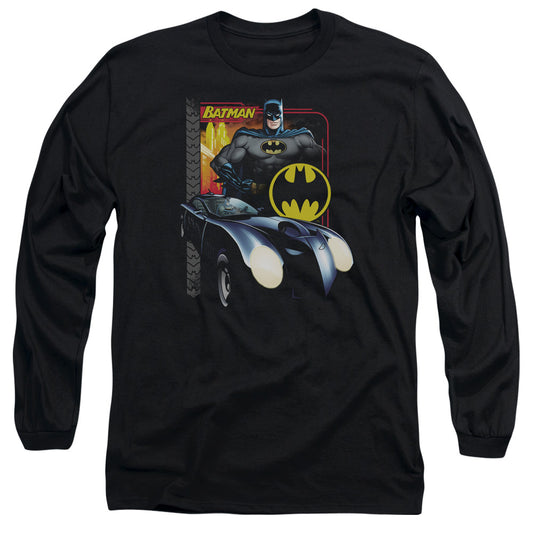 Batman - Bat Racing - Long Sleeve Adult 18/1 - Black T-shirt