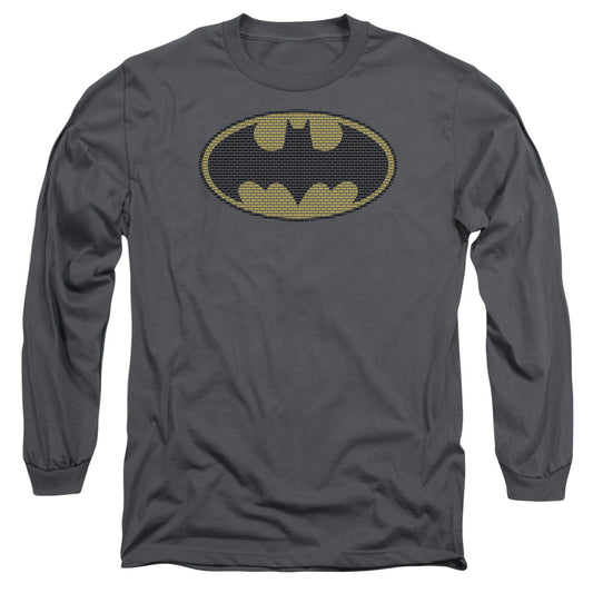 Batman - Little Logos - Long Sleeve Adult 18/1 - Charcoal T-shirt