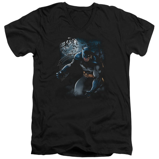 Batman - Light Of The Moon - Short Sleeve Adult V-neck - Black T-shirt