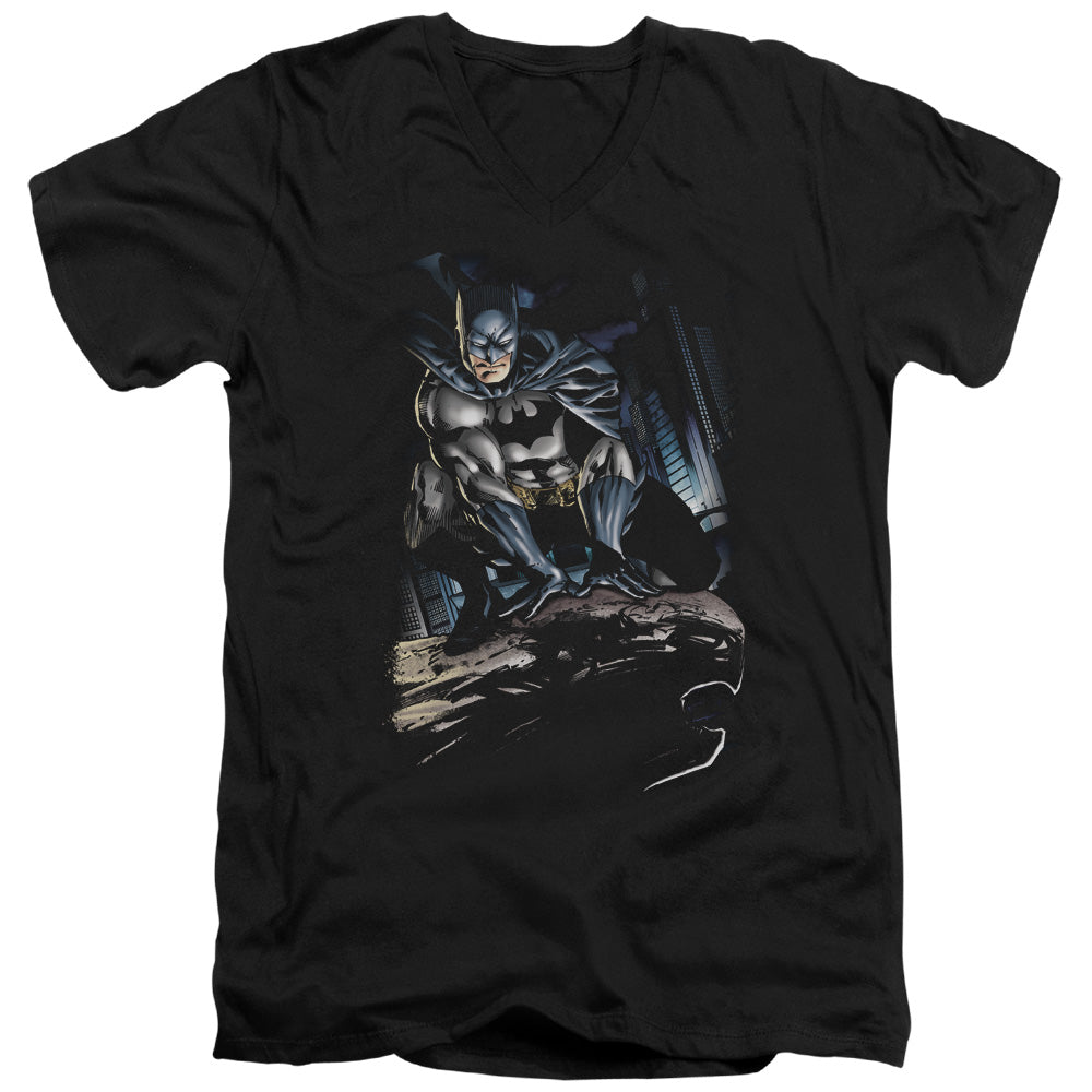 Batman - Perched - Short Sleeve Adult V-neck - Black T-shirt