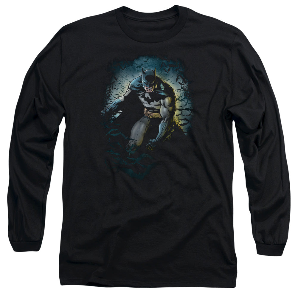 Batman - Bat Cave - Long Sleeve Adult 18/1 - Black T-shirt