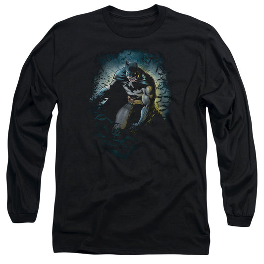 Batman - Bat Cave - Long Sleeve Adult 18/1 - Black T-shirt
