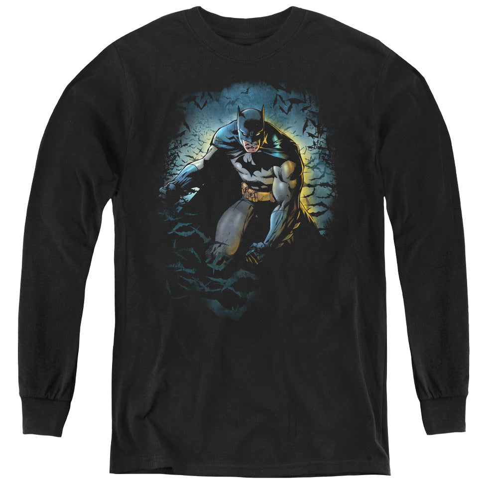Batman - Bat Cave - Youth Long Sleeve Tee - Black