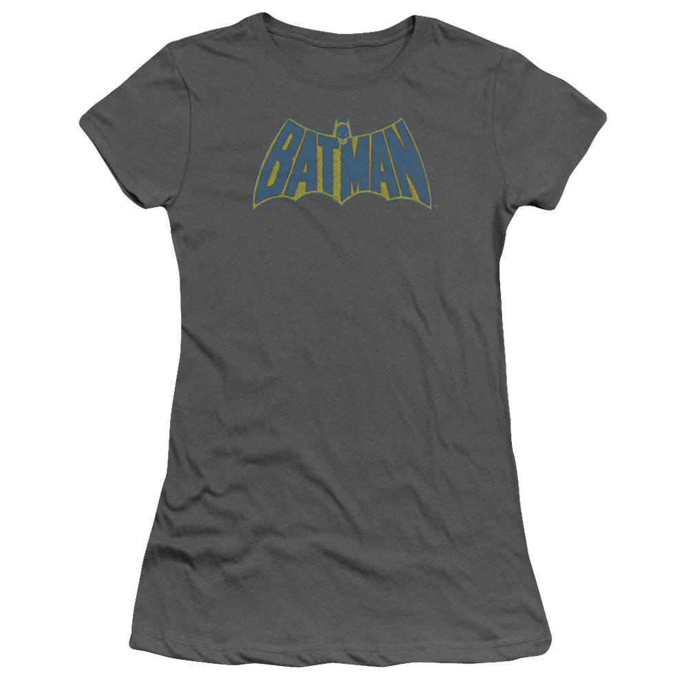 Batman - Sketch Logo - Short Sleeve Junior Sheer - Charcoal T-shirt