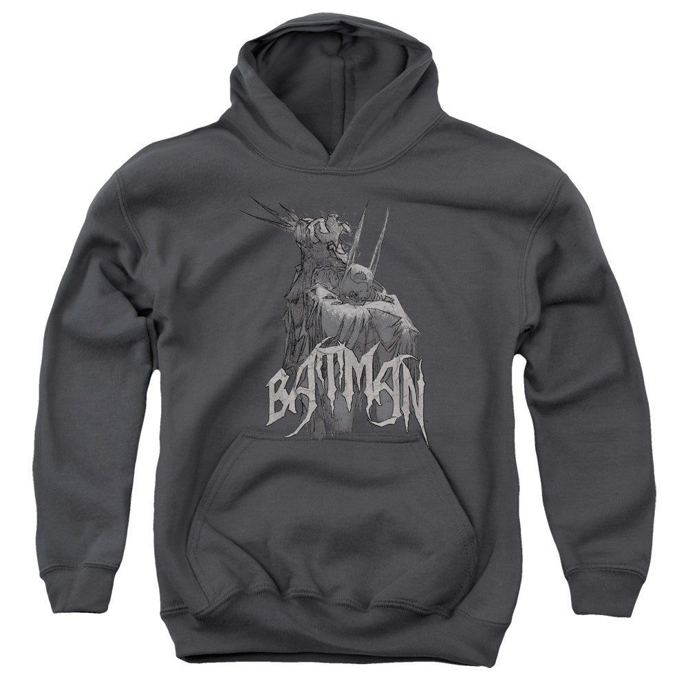 Batman Scary Right Hand-youth Pull-over Hoodie - Charcoal