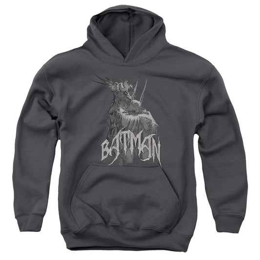 Batman Scary Right Hand-youth Pull-over Hoodie - Charcoal