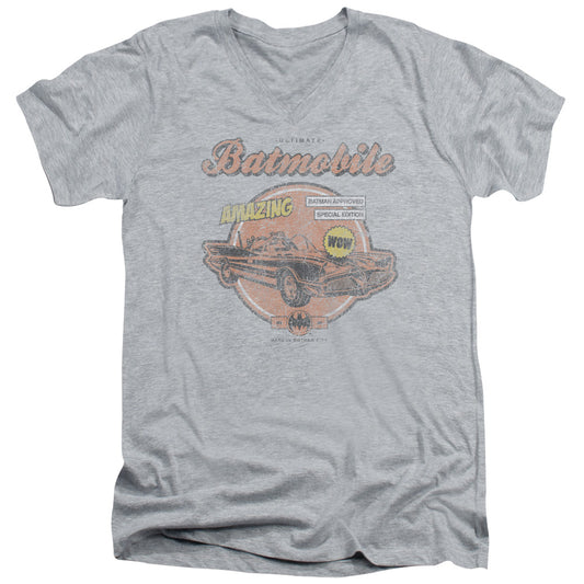 Batman - Amazing Batmobile - Short Sleeve Adult V-neck - Athletic Heather T-shirt