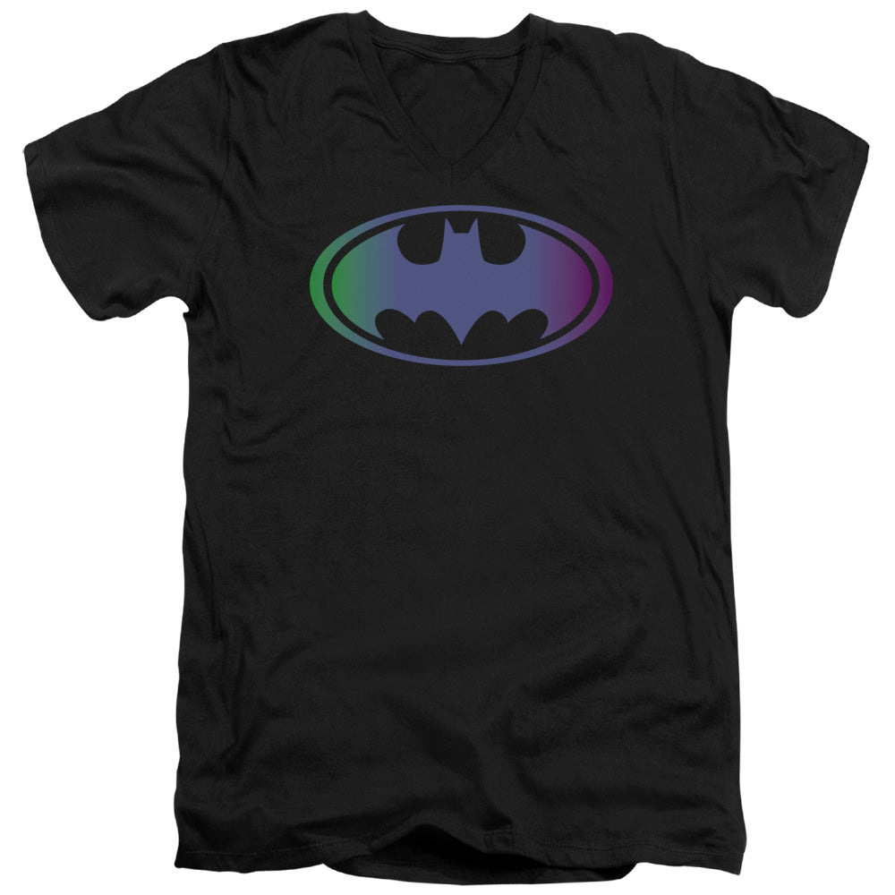 Batman - Gradient Bat Logo - Short Sleeve Adult V-neck - Black T-shirt