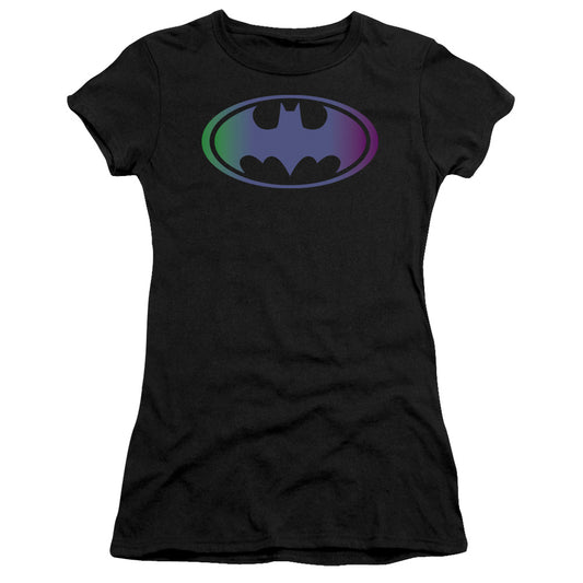 Batman - Gradient Bat Logo - Short Sleeve Junior Sheer - Black T-shirt