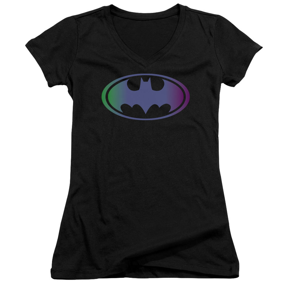 Batman Gradient Bat Logo - Junior V-neck - Black