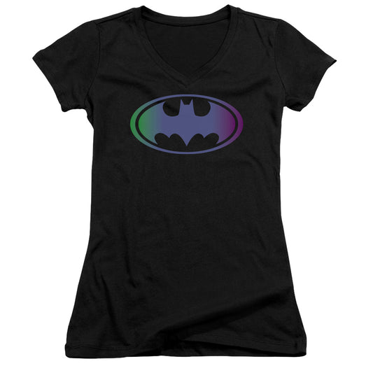 Batman Gradient Bat Logo - Junior V-neck - Black