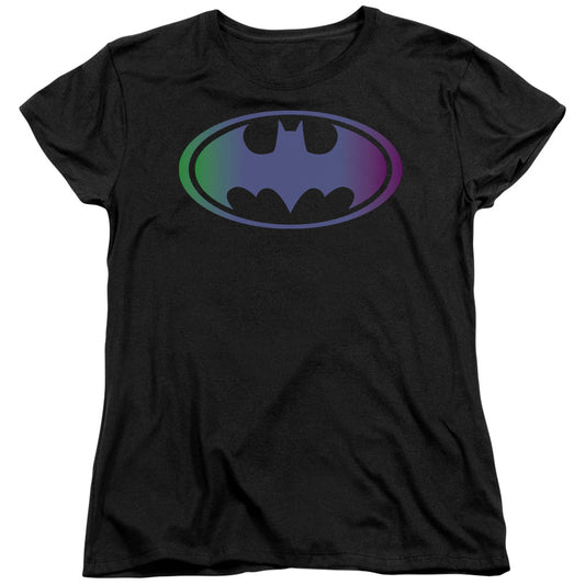 Batman - Gradient Bat Logo - Short Sleeve Womens Tee - Black T-shirt
