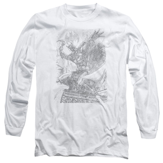 Batman - Pencil Batarang Throw - Long Sleeve Adult 18/1 - White T-shirt