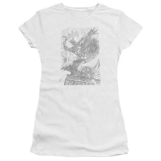 Batman - Pencil Batarang Throw - Short Sleeve Junior Sheer - White T-shirt