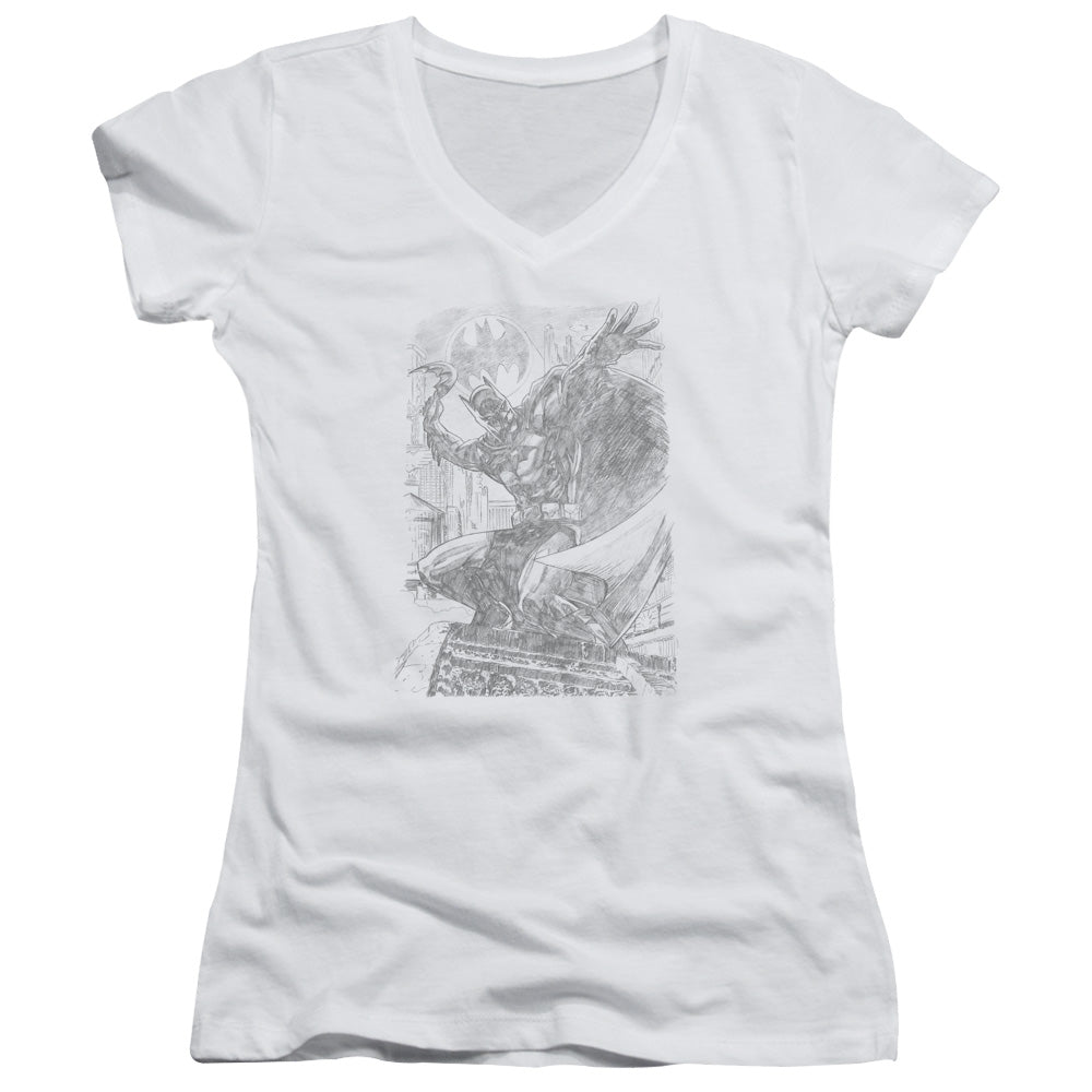 Batman - Pencil Batarang Throw - Junior V-neck - White