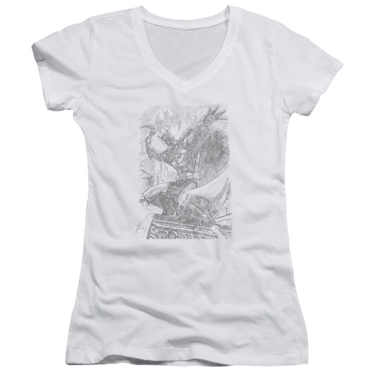 Batman - Pencil Batarang Throw - Junior V-neck - White
