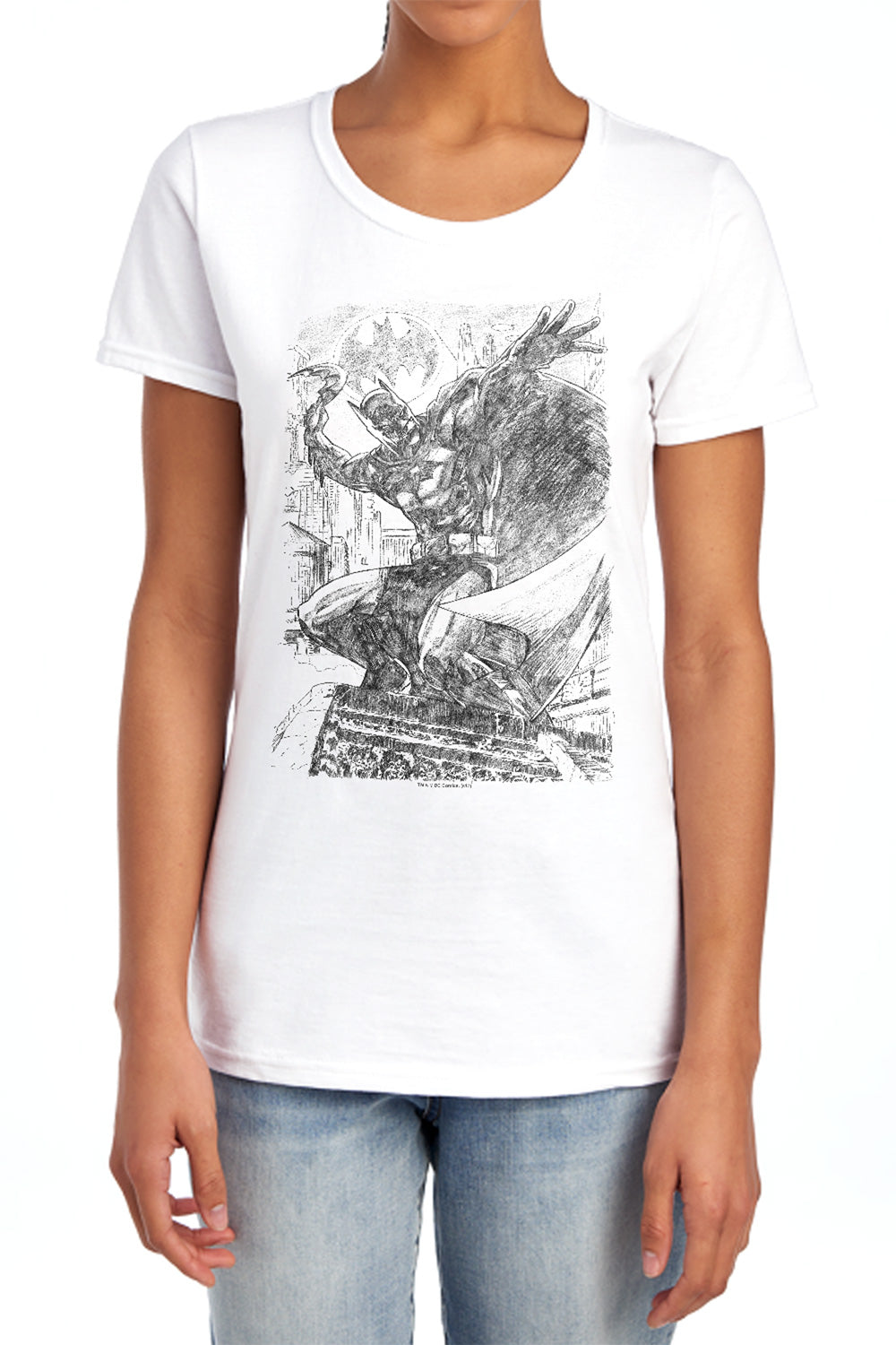 Batman - Pencil Batarang Throw - Short Sleeve Womens Tee - White T-shirt