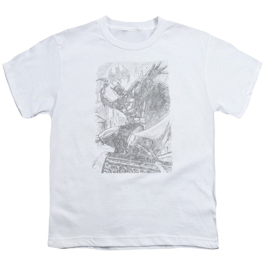 Batman - Pencil Batarang Throw - Short Sleeve Youth 18/1 - White T-shirt