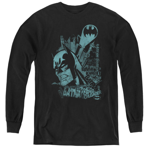 Batman Gritted Teeth - Youth Long Sleeve Tee - Black
