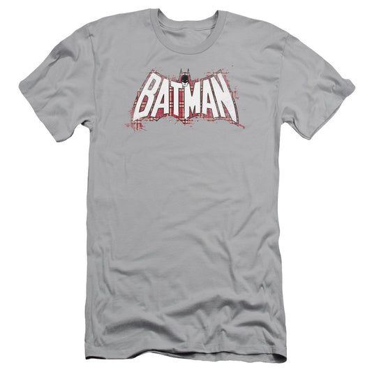 Batman - Plaid Splat Logo - Short Sleeve Adult 30/1 - Silver T-shirt