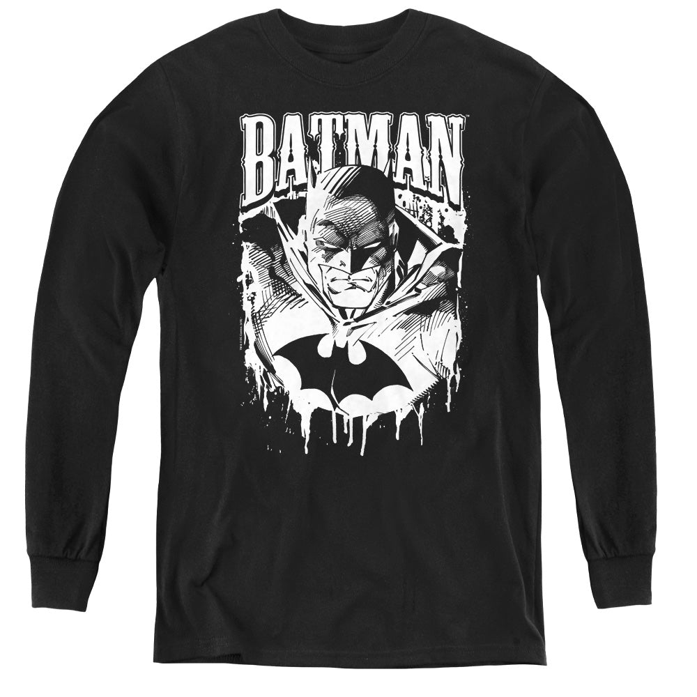 Batman - Bat Metal - Youth Long Sleeve Tee - Black