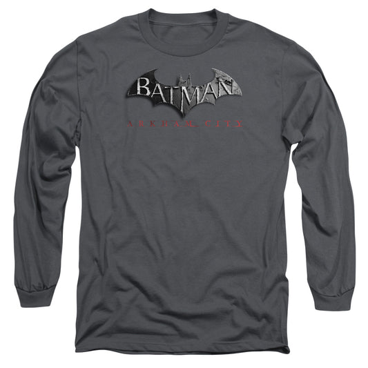 Arkham City - Logo - Long Sleeve Adult 18/1 - Charcoal T-shirt